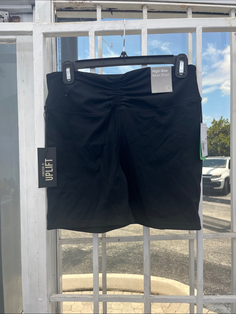 High-Rise Black Biker Shorts - UPLIFT